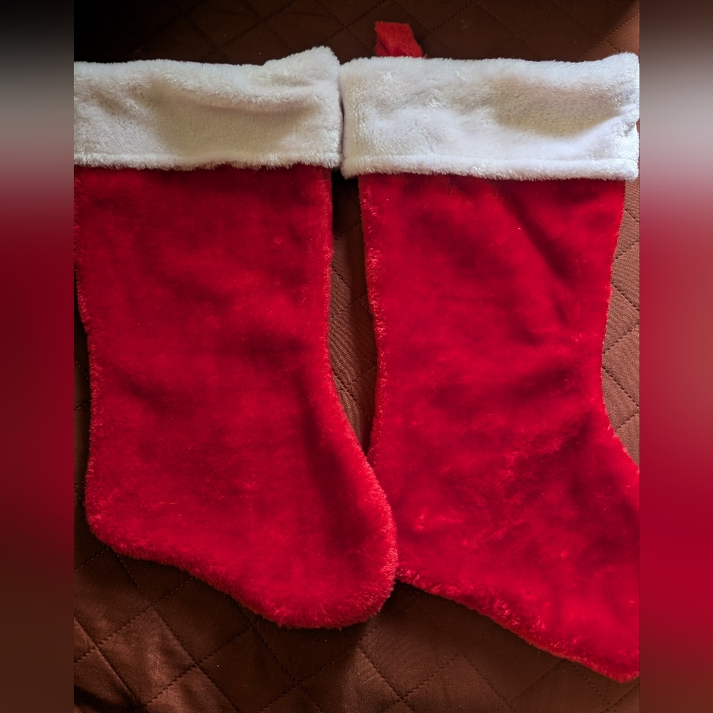 2 Festive Red 15" Christmas Stockings